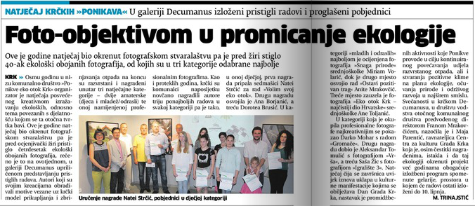 Novi list, 8.6.2016. Foto-objektivom u promicanje ekologije