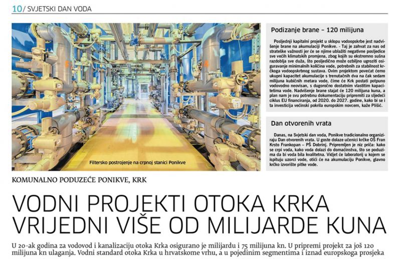 Vodni projekti otoka Krka vrijedni više od milijarde kuna