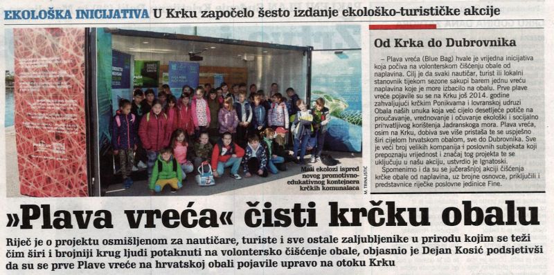 Plava vreća čisti krčku obalu