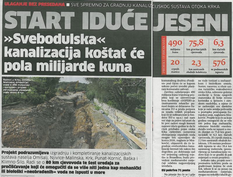 Start iduće jeseni - Svebodulska kanalizacija koštat će pola milijarde kuna