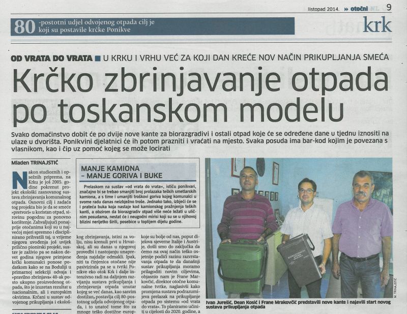 Otočni Novi list, 12.10.2014. - članak Ponikve