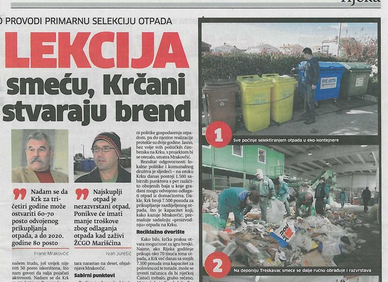 Lekcija smeću, Krčani stvaraju brend - Novi list, 31.10.2012.